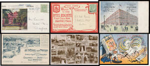 ADVERTISING: Group of mostly British Cards for Hotels Charterhouse, Cecil and Imperial (all in London), Hotel Redcliffe (Paignton, illustrated on both sides), Metropole (Brighton), French Grande Hotel du Parc & Russian Hotel Victoria, also for Dominguez C