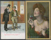 ALCOHOL: Selection of mostly British Cards with "Hop Picking Series" x12, a couple of real photo types including a multi-view of 28 different pubs!!, a few advertising Cards & some amusing comics including Austrian 1912 "Drunken Village", etc, also Rudolf - 5