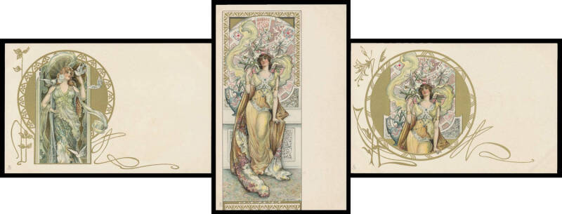 ARTIST CardS: EVA DANIELL: British Raphael Tuck "Modern Art" complete set of 6 with Undivided Backs, unused. Superb! Magnificent Art Nouveau Cards. Ex Keith Harrison. (6)