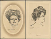 ARTIST CardS: Gibson Cards for James Henderson & Sons (London), "Gibson Girl" sepia prints with embossed oval frames, a few minor blemishes, unused. (8) - 2