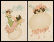 ARTIST CardS: Austrian edition Fashionable Ladies with Eggs, unused. Ex Keith Harrison. (4)