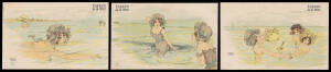 ARTIST CardS: SEW (?) "Enfants de la Mer" set (?) of 10 with Undivided Backs, a few with minor spotting, unused. Saucy frolicking at the beach. Ex Keith Harrison. (10)