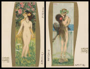 ARTIST CardS: French "Vieux Temps" set of 6 erotic nudes, all used with French 'ST GERMAIN EN LAYE A PARIS/13/JANV/01' railway datestamp, ink notations on the view-side still very fine. Ex Keith Harrison. (6)