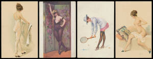 ARTIST CardS: A PENOT: early-1900s R et Cie Glamour & semi-Nudes x12 from various series, plus Leroy et Cremieu saucy "Tennis" Cards x5, a few blemishes, unused. Ex Keith Harrison. (17)
