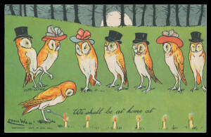 ARTIST CardS: British Davidson Brothers Strutting Owls "We shall be home at...", unused. Ex Keith Harrison.