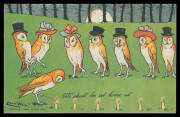 ARTIST CardS: British Davidson Brothers Strutting Owls "We shall be home at...", unused. Ex Keith Harrison.