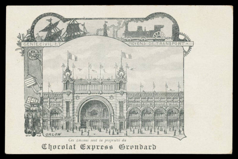 CHOCOLATE: France 1900 Exposition Universelle de Paris, lovely advertising Cards for Chocolat Express Grondard, all different, unused. (10)