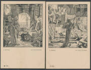 DEATH: German FA Ackerman set of Cards bearing c.1848 woodcuts by Alfred Rethel in the style of Albrecht Durer depicting "Death" as a Skeleton waiting for people to die or assisting their death, unused. Frightening stuff. Ex Derek Pocock. [Alfred Rethel w - 2