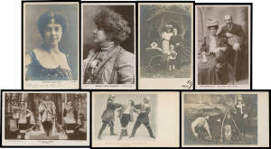 ENTERTAINMENT: Substantial box of mostly British Actors & Actresses mostly studio shots including "The Biograph Post Card" Undivided Backs x36, "Madame Clara Butt" & "Madame Sarah Bernhardt", some family shots including "Miss Edna May's Wedding Party", "M