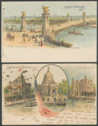 EXHIBITIONS - NON-PHILATELIC: 1900 Exposition Universelle de Paris, beautiful group comprising chromolithos x23, and others x19, mostly unused and generally fine to very fine. One of the most attractive lots in the sale. (42) - 2