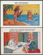 HUMOUR: Old album of British double entendre Cards, lots of Donald McGills & others by Brian Perry, "Taylor", "Pedro", "Fitzpatrick" etc, generally very fine. Ex Derek Pocock. [Parental permission required to view on-line!] (260 approx) - 3