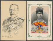 ROYALTY KING GEORGE V: Coronation selection including Rotary Photo set (?) of 12 plus ten elaborate Coronation Souvenir Cards by various publishers plus LL Coronation Scenes x4, Portraits of the King & Queen Mary including WH Grant pair of "silks", also p - 2