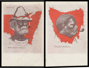 ABORIGINES: VSM Series of Aboriginal "types" from each State by James Charles Nuttall in shades of red & purple, a few minor blemishes, unused. A rare early set. (6)