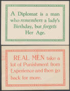 ADVERTISING: 1925-1950s Clarkson & Sons Homewares (Adelaide) advice Cards with various illustrations on the address side including "Tools That Last!", "Asbestolite", "Resirex" Asbestos Roofs, House Paint, Bathrooms, Mirrors etc & a terrific all-different - 4