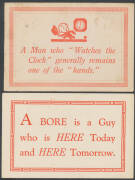 ADVERTISING: 1925-1950s Clarkson & Sons Homewares (Adelaide) advice Cards with various illustrations on the address side including "Tools That Last!", "Asbestolite", "Resirex" Asbestos Roofs, House Paint, Bathrooms, Mirrors etc & a terrific all-different - 5