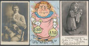 ARTIST CardS: Humorous Cards by Stuart Allan x2, Fred Booty x13, Hal Gye x7, "Handy" x10, "Hop" x5, Norman Lindsay x2 ("Australian Natives"), Frank Mahon "Bulletin" Card (defective), Phil May x6 (and a real photo of Phil May), Redmond Nolan x5, LB Taylor - 3