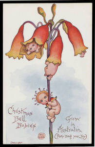 ARTIST CardS: "Christmas Bell Babies Grow in Australia (they ring you Joy)" with the address side blank, unused.