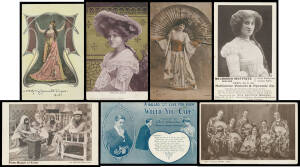 ENTERTAINMENT: Large album of mostly Australian Actors & Actresses with numerous studio portraits including elaborate theatre costumes plus extravagant Edwardian dresses & hats, plus "stills" from stage productions, some Singers noted - a couple of overse