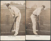 SPORT CRICKET: Australian Test Players early group comprising Warwick Armstrong, John ("Jack") Blackham, Joe Darling x2 different, J Laver, MA ("Monty") Noble x2 different & Victor Trumper x2 different, triptych of Clem Hill Monty Noble & Joe Darling, 192 - 3