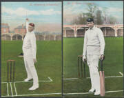 SPORT CRICKET: Australian Test Players early group comprising Warwick Armstrong, John ("Jack") Blackham, Joe Darling x2 different, J Laver, MA ("Monty") Noble x2 different & Victor Trumper x2 different, triptych of Clem Hill Monty Noble & Joe Darling, 192 - 5