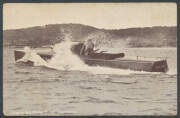 SPORT SPEEDBOAT RACING: 1910 two different real photo "Champion Motor Boat Fairbanks" with caption on the reverse for "...the fastest boat in the world", a few blemishes, postally used (one sent under cover). Rare duo. [The EC Griffith Cup is the Australi - 2