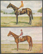 SPORT HORSE RACING: Art Series Racehorses & Jockeys artist Cards by Violet Johnston comprising "Acrasia", "FJA", "Sylvanite", "Gladsome", "Fitzgrafton" & "Cruciform", some discolouration on the address sides doesn't affect the very fine facial appearance - 3