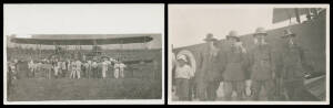 1919 First England-Australia Flight R Rohrer real photo Cards 1) Darwin's Population Inspecting the Vickers Vimy in a Paddock; and 2) Ross & Keith Smith with their crew JM Bennett & WH Shiers (and a local lad) Beside the Vimy; both superb unused. [See als