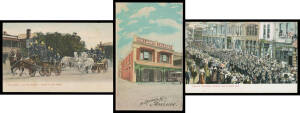 A few Adelaide including "Bowling Green", "A Fire Alarm - Racing to the Scene", "Japanese Men-of-War's Men", Niven 1910 advertising calendar Card for Holland's Levers, Opening of Electric Tram Service x2, "Express Train with Mails for London", also "Conva