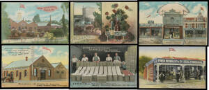 ADVERTISING: the companion lot of beautifully produced FW Niven Cards for South Australian firms including breweries, retailers, dispensing chemist, orchards including AE Pitt x7, Walter & Morris Timber Yards x2, RJ Coombs Wool Store x2, Prince Alfred Col