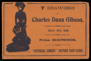 ARTIST CardS: Charles Dana Gibson: Delightful group of Snap Shots "Gibson Girls" & Studies in Manners/Class, mostly used; also his Henderson & Sons "Pictorial Comedy" Sets No 10 & 11 each of seven "framed" cartoons, unused; generally fine to very fine. Ex