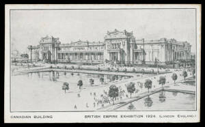 EXHIBITIONS - NON-PHILATELIC: 1924 British Empire Exhibition selection with some more unusual subjects including 1923 Canadian promotional Card, attractive group of sketches by Ernest Coffin, mostly unused but a few used at the Exhibition & usage of Wembl