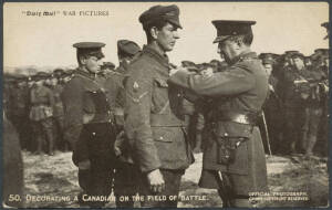 MILITARY Album with good selections of "Daily Mail" Western Front War Photographs from various series, many featuring ANZACs or King George V, also some War Bond Campaign coloured Cards, generally fine to very fine; and an original envelope for Series VI 