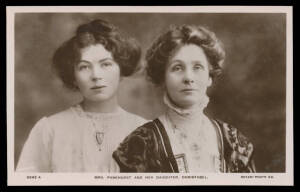 SUFFRAGETTES/VOTES FOR WOMEN: 1908 Rotary real photo Card "Mrs Pankhurst and her Daughter, Christabel", unused. Superb! Ex Keith Harrison. [Emmeline Pankhurst is generally regarded as the pre-eminent activist in the Rights for Women Movement. Christabel w