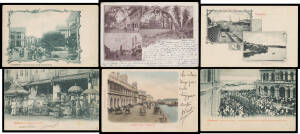 STRAITS SETTLEMENTS: SINGAPORE: Early batch of Undivided Backs including "Natice [sic] Cake Seller", "Chinese funer [sic] party", "Bullockart" [sic], "Singapore (Malacca) Esplanade", Greenish Pics with Fancy Borders x5, multi-views x4 (one to Bulgaria; st