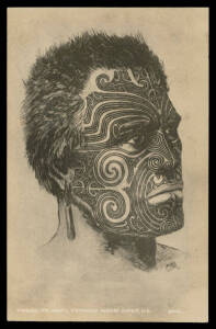 MAORI: Frank Duncan (Auckland) real photo of HG Robley's portrait of 'Tomika Te Mutu, Tatooed Maori Chief' initialled "GR", a couple of minor surface defects that are not immediately apparent. A really superb portrait & a wonderful study of moko.