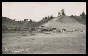 1920 (c. ?) real photo "Dewville and Golf Links Kingston" (horse race on the golf course!, with convict-era buildings at left), unused. Superb! Ex Bob Young.