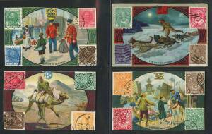 c1901-66 cards in album, noted 1910 Nugget Boot Polish "Mail Carriers and Stamps" [37/40]; 1901 Ogdens (Aust) "General Interest" [91/100]; 1966 Scanlens "Animals of Australia" [66/67]. Fair/VG.