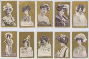 1905 Sniders & Abrahams "Actresses' (gold background) [30] & "Actresses" (white borders) [14]. Mainly G/VG.