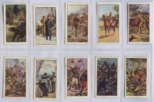 1909-39 Wills range, mostly complete sets, noted 1915 "War Incidents" 1st Series [50] & 2nd Series [50]; 1910 "Aviation" [75]; 1925 "Australian Scenic Series" [100]. Poor/VG.