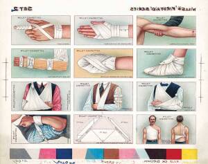 1913 Wills "First Aid" [50] in four uncut proof sheets. G/VG.