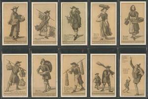 1914 Sniders & Abrahams "Street Criers in London 1707" [60]. Mainly G/VG.