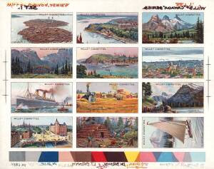 1914 Wills "Overseas Dominions (Canada)" [50] in four uncut proof sheets. G/VG.