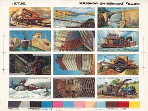 1927 Wills "Engineering Wonders" [50] in four uncut proof sheets (no printing on reverse). G/VG.