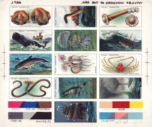 1928 Wills "Wonders of the Sea" [50] in four uncut proof sheets (no printing on reverse). G/VG.