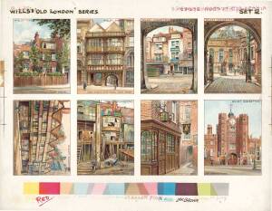 1929 Wills "Old London" [25] in three uncut proof sheets. Fair/VG.