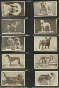 c1932-70 mostly complete sets in album, noted 1932 Sweetacres "Favourite Dogs" [48]; c1948-54 Malties "Birds of Australia" [40]; c1948-54 Malties "Know Your Cars" [40]; 1960s Tuckfields "Australiana Birds" Series A-H complete [384]. Mainly G/VG.