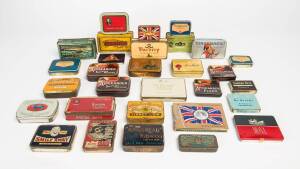 TOBACCO TINS, noted Victor Hugo cigars by J.Baars & Son (Krommenie, Holland), Smile Away Tobacco by G.G.Goode (Melbourne), Salmon & Gluckstein's Life Boat Navy Cut Cigarettes. Condition varies.