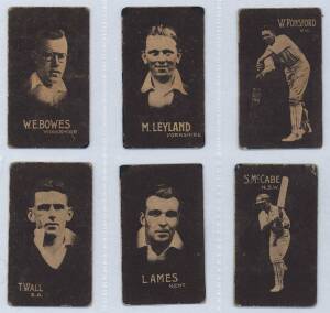 c1902-38 cricket cards, noted 1911 Wills "Australian & English Cricketers" (85); 1924 G.G.Goode "Cricketers" (1); 1933 Hoadleys "Cricketers" (18). Poor/VG.