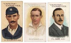1907 Wills (Australia) "Prominent Australian & English Cricketers", with (1-50) set [50]; Grey captions (51-73) [23]; Red captions (66-73) [8]. Mainly G/VG.