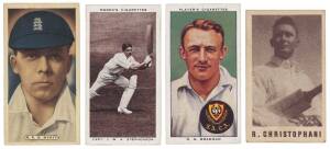 1935-48 cricket cards in album, noted 1935 Ardath "Cricket, Tennis & Golf Celebrities" [50] & "Sports Champions" [50]; 1938 Ogdens "Prominent Cricketers of 1938" [50]; Players "Cricketers 1938" [50]; 1946-47 Coles "Cricketers" [40]; 1948 Nabisco "Leading 
